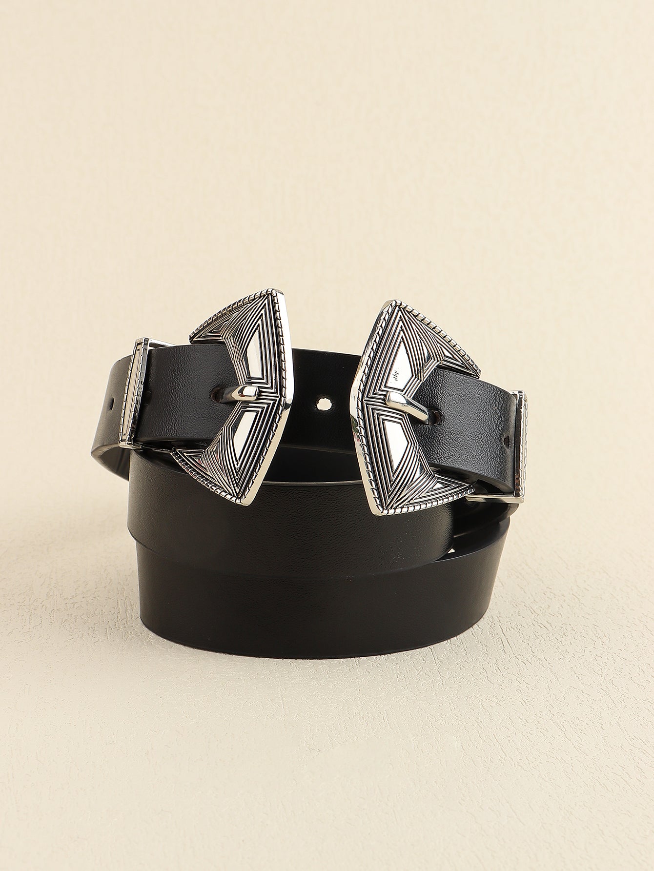 Double Buckle PU Leather Belt