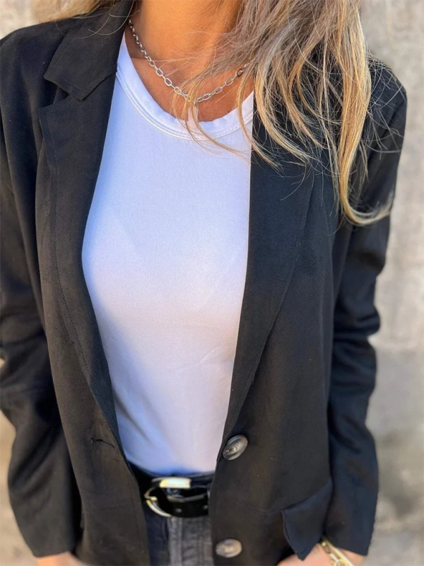 Casual Fashion Suede Lapel Long Sleeve Long Jacket